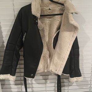 Faux Leather Moto Oversized Bomber Jacket